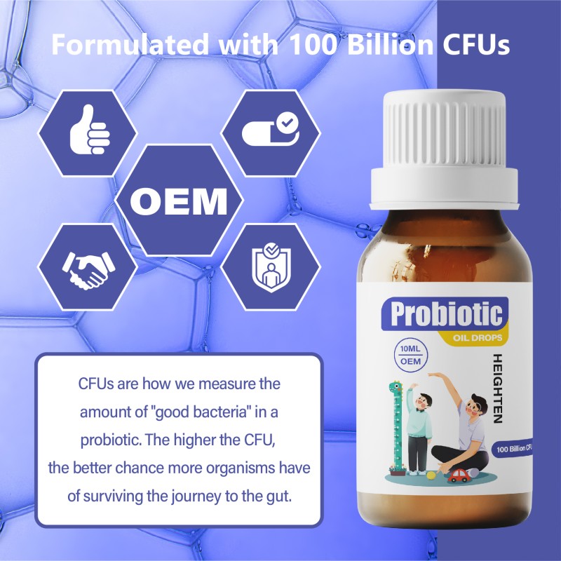 OEM Children Kids Probiotics Supplement for Stimulating Height of Child and Growth Development 100 Billion CFU Baby Drops