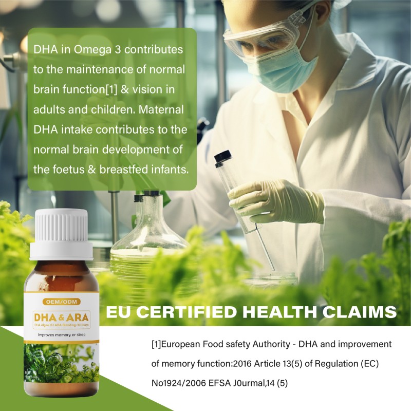 OEM Double Concentrate DHA From Algae Oil Drops DHA Omega 3 Fatty Acids Supplements for Kids & Adults