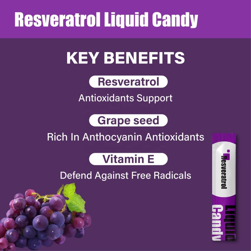 Custom Resveratrol Liquid Gummy Gel with Vitamin E Niacinamide for Heart, Skin Care Whitening, Oxidant Supplement