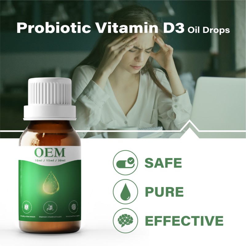Vitamin Supplements Private Label Oil Drops Wholesale Probiotic Vitamin D3 Oil Drops Drink Enhance Immunity