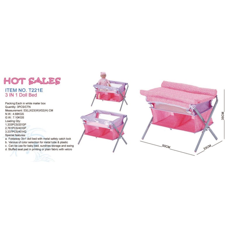 Portable Doll Bed Factory - Folding Travel Toy Bed Imagination Play