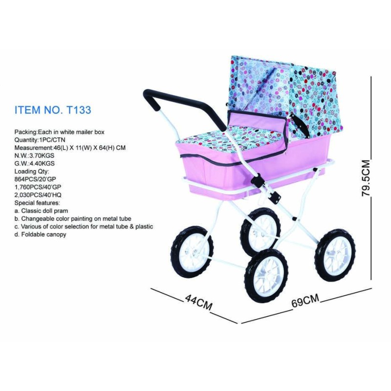 Doll Wagon Factory - New Model Foldable Fabric Travel System
