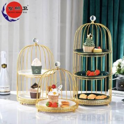 Dessert Stand Factory - Custom 3 Tier Golden Serving Birdcage