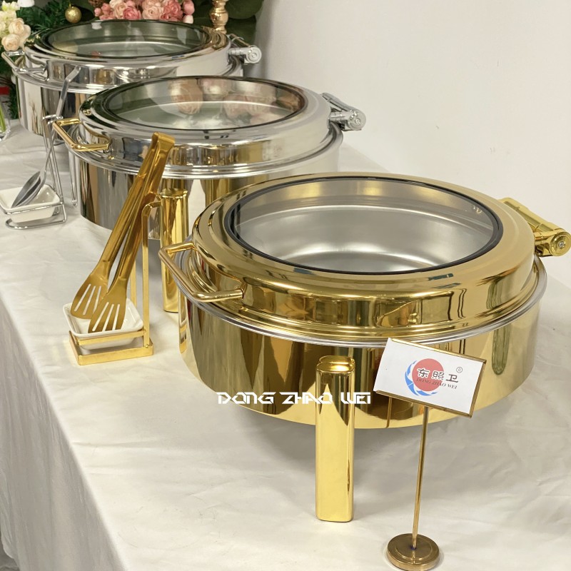 Chafing Dish Manufacturer - Arabic Wedding Luxury Gold Round Buffet