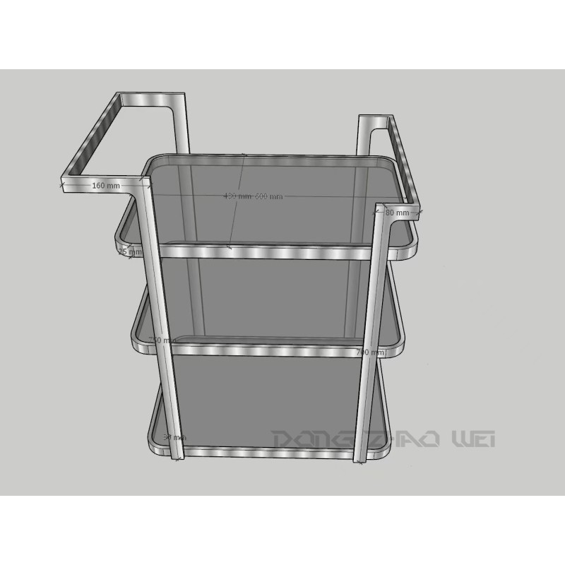 Food Cart Factory - 3-Tier Stainless Steel Square Commercial Hotel