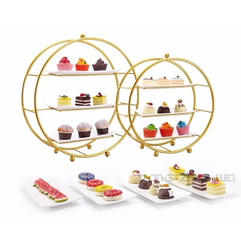 Dessert Display Factory - New Luxurious Golden Storage Rack Custom