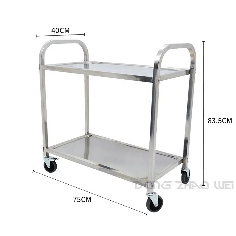 Utility Cart Manufacturer - High Quality Sliver Double-deck Commercial