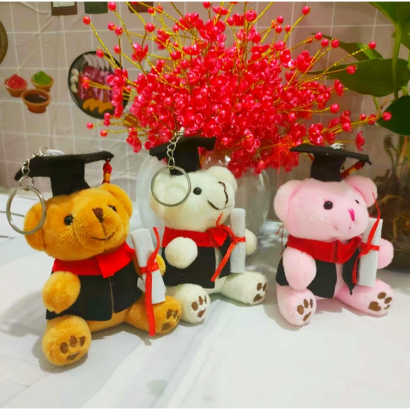 Graduation Bear Keychain Manufacturer - OEM Custom 12cm White Teddy