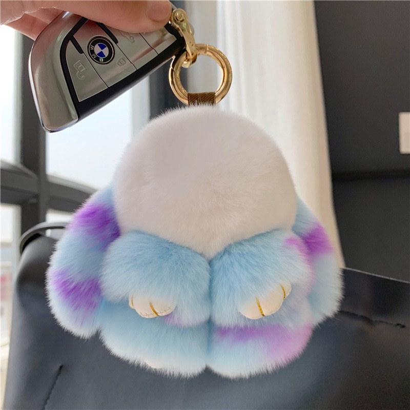 Rabbit Fur Keychain Factory - OEM Custom Fluffy Car Charm