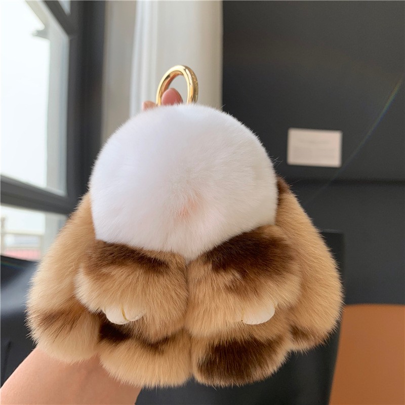 Rabbit Fur Keychain Factory - OEM Custom Fluffy Car Charm
