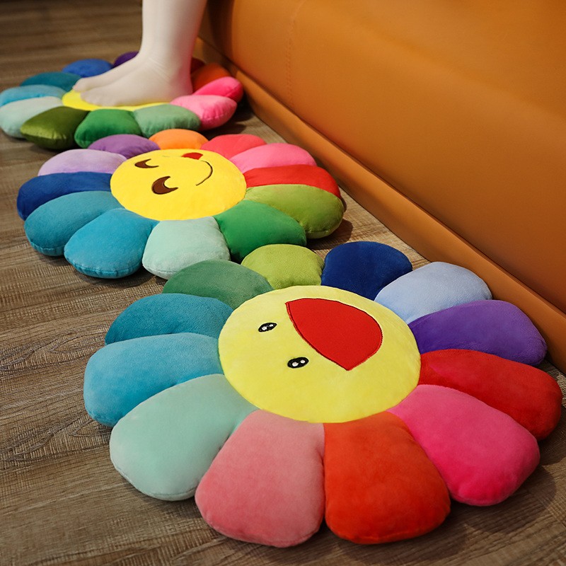 Plush Sunflower Mat Supplier - OEM Custom Rainbow Pillow Design