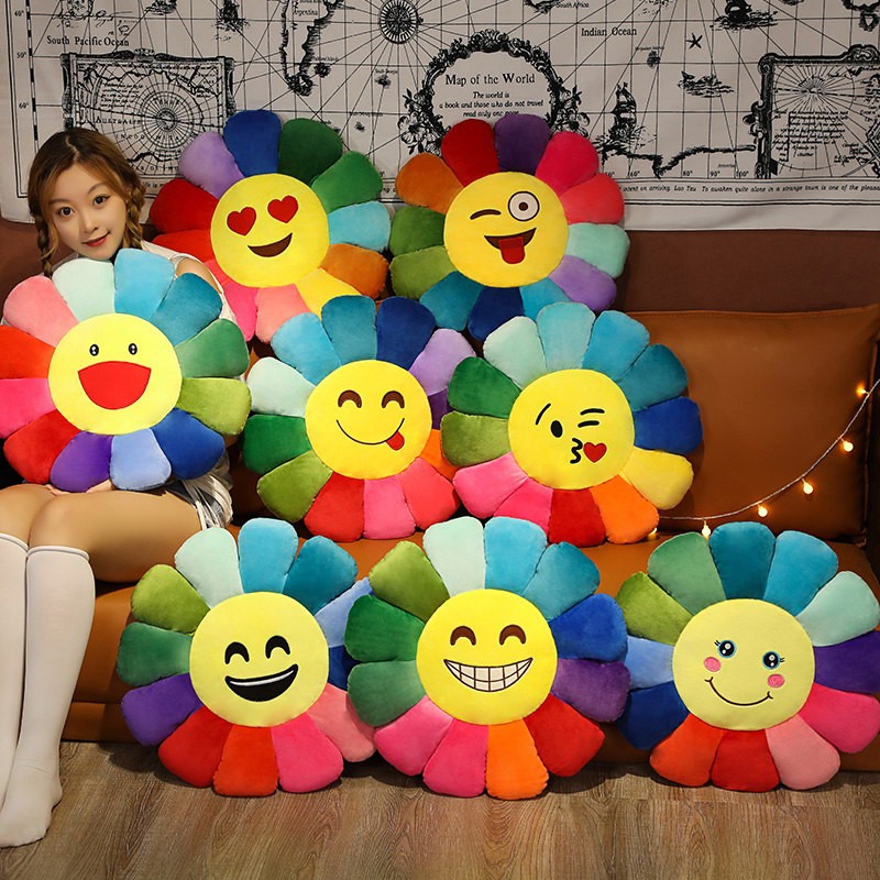 Plush Sunflower Mat Supplier - OEM Custom Rainbow Pillow Design