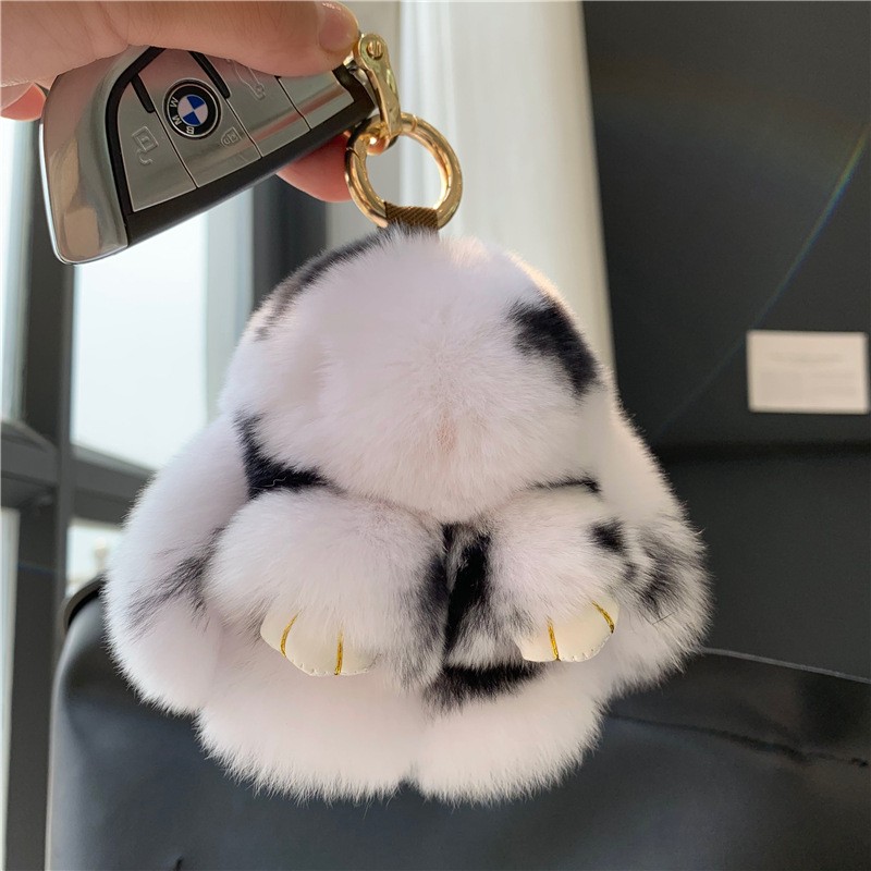 Rabbit Fur Keychain Factory - OEM Custom Fluffy Car Charm