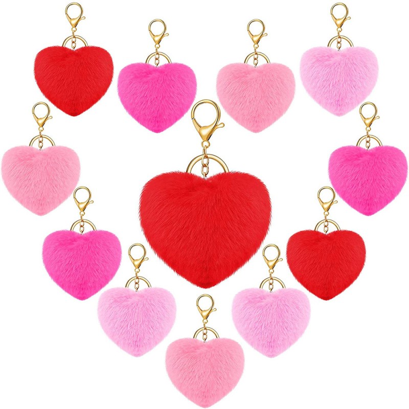 Heart Plush Pendant Supplier - OEM Custom Fur Pompom Keychain