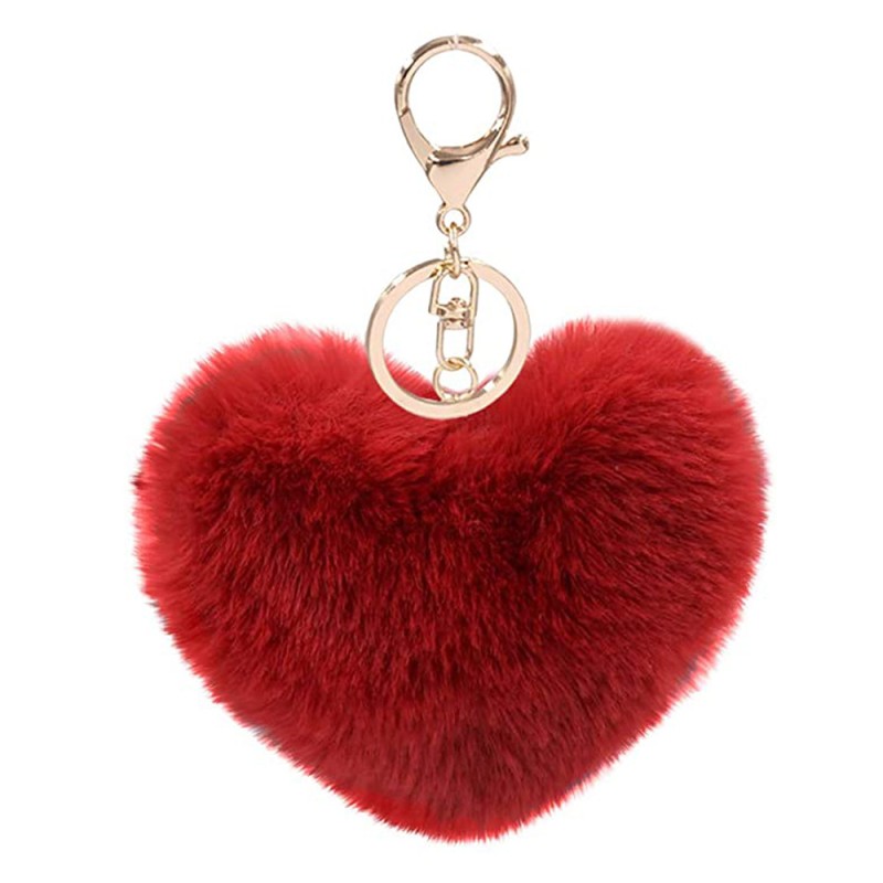 Heart Plush Pendant Supplier - OEM Custom Fur Pompom Keychain