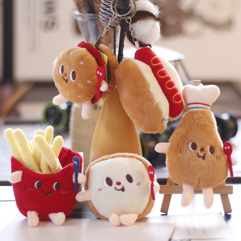 Food Plush Keychain Factory - OEM Custom Bread Hamburger Design