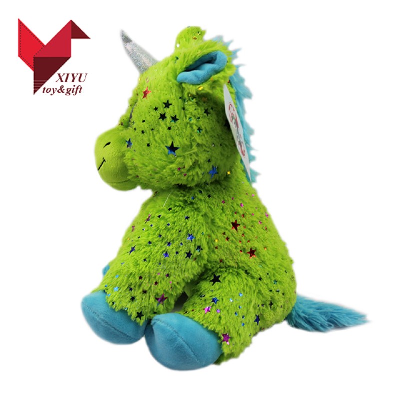 Green Unicorn Plush Supplier - OEM Custom Sequins Filled Toy