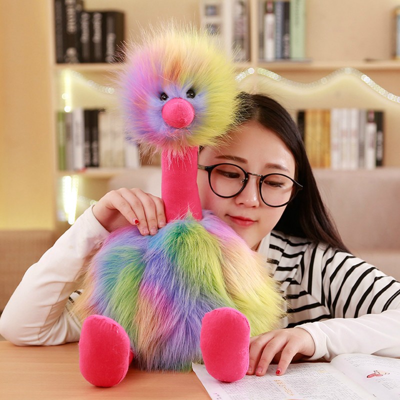 Ostrich Plush Manufacturer - OEM Custom Rainbow Hairy Design