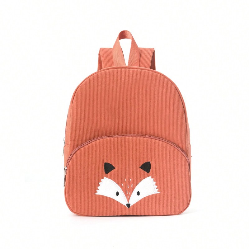 Corduroy Backpack Supplier - OEM Custom Bear Embroidered Logo