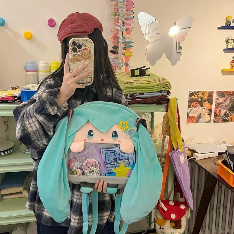 Travel Backpack Manufacturer - Pink Green Hatsune Backpack