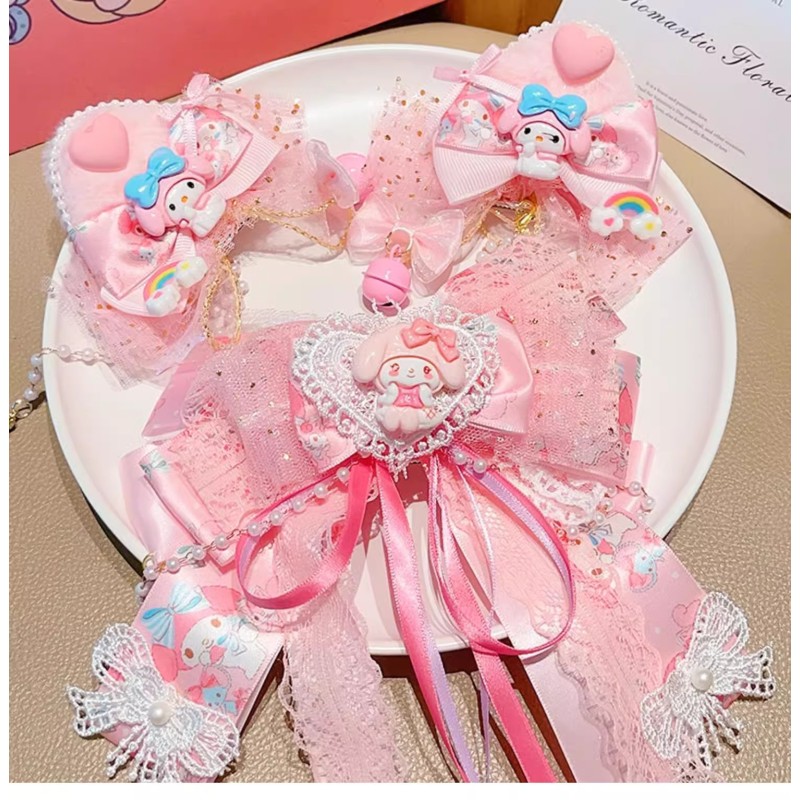 Hairpin Factory - Pink Bow Lolita Tiara Necklace