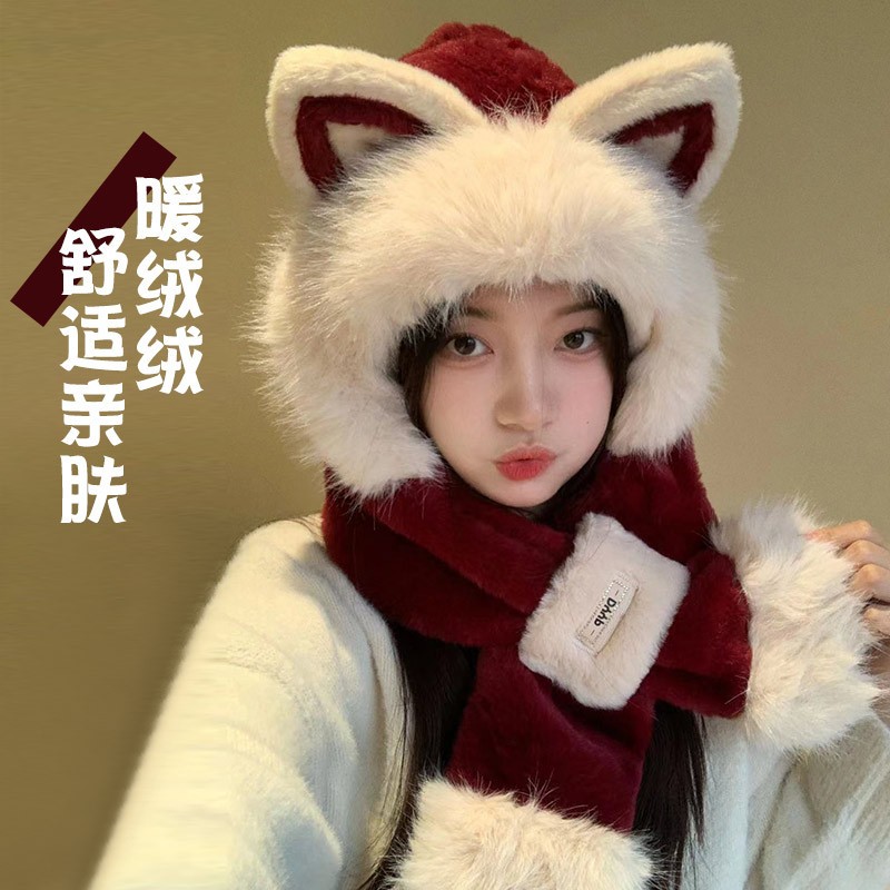 Plush Hat Manufacturer - Fox Ears Hooded Autumn Winter Hat