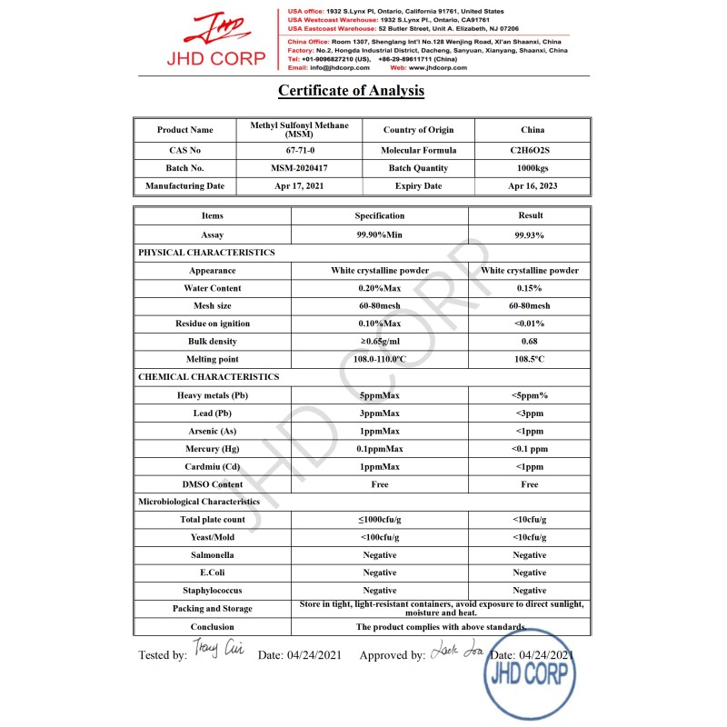 US / EU Warehouse Manufacture Supply Pure Methyl Sulfonyl Methane MSM Powder Msm Powder Hair Growth Bulk