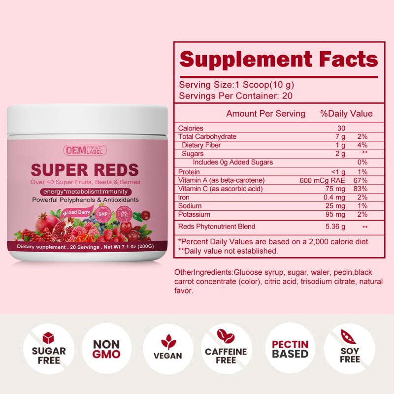 OEM Private Label Polyphenol Antioxidant Super Food Mixed Berries Powder for Morning Kick Improve Energy and Vibrant Health