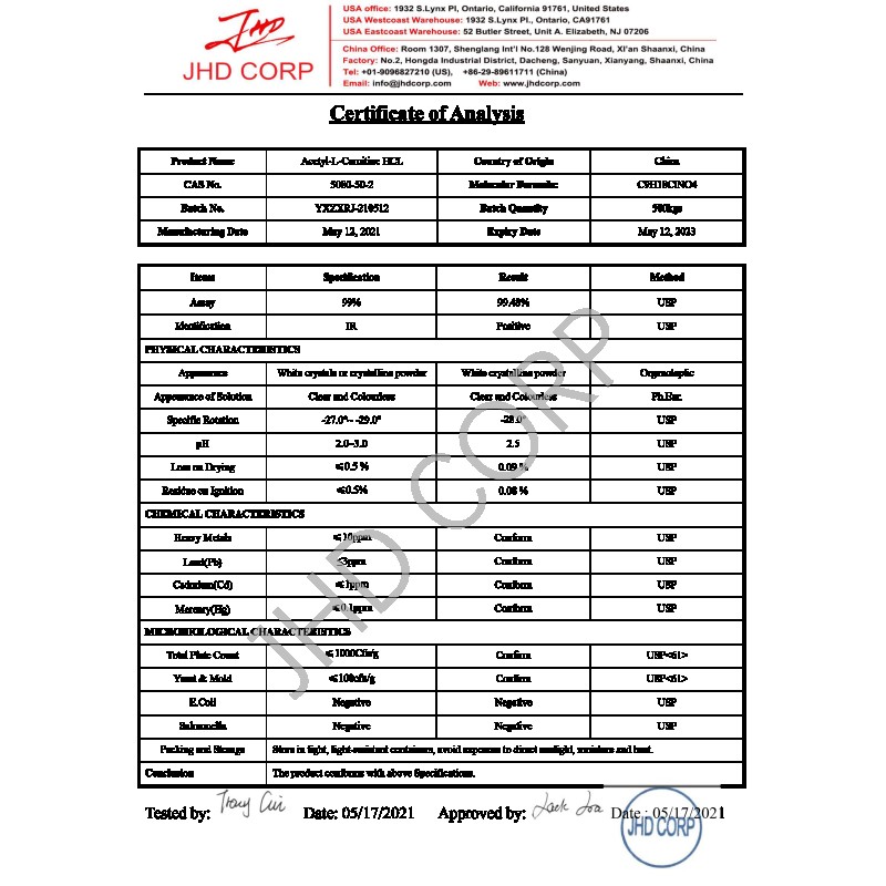 EU Warehouse Food Grade Nutritional Enhancer Acetyl L Carnitine 99% N-Acetyl- L-Carnitine HCL Powder
