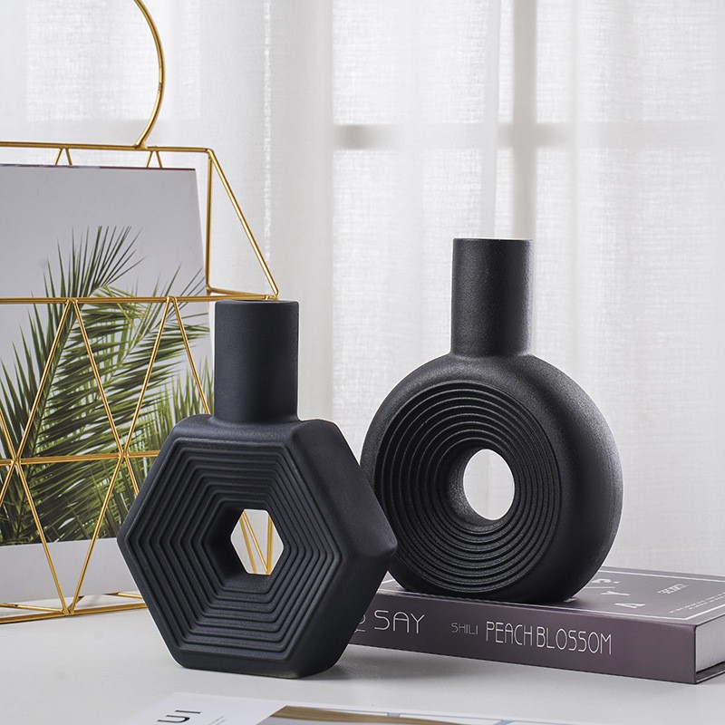 Decorative Vase Manufacturer - White Geometric Ceramic Vase