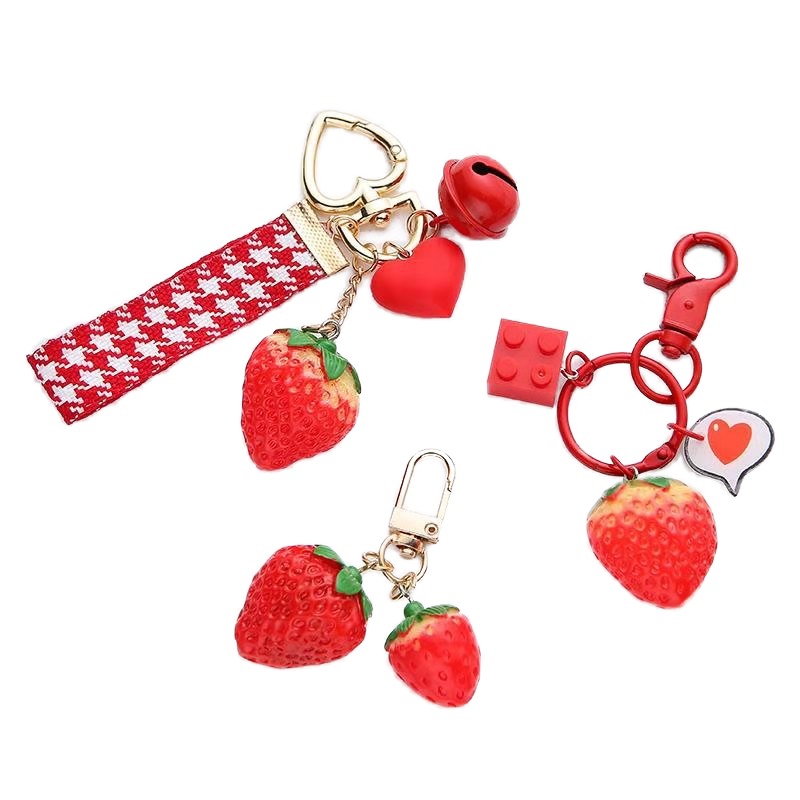 Strawberry Keychain Factory - OEM Custom PVC Resin Heart Design