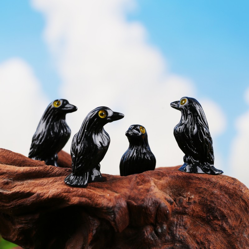 Crow Resin Ornament Manufacturer - OEM Custom Black White Design