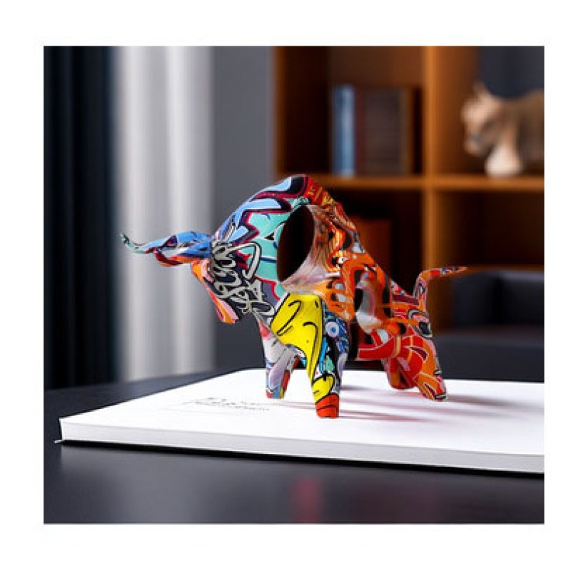 Animal Ornament Manufacturer - Colorful Cow Desktop Decoration