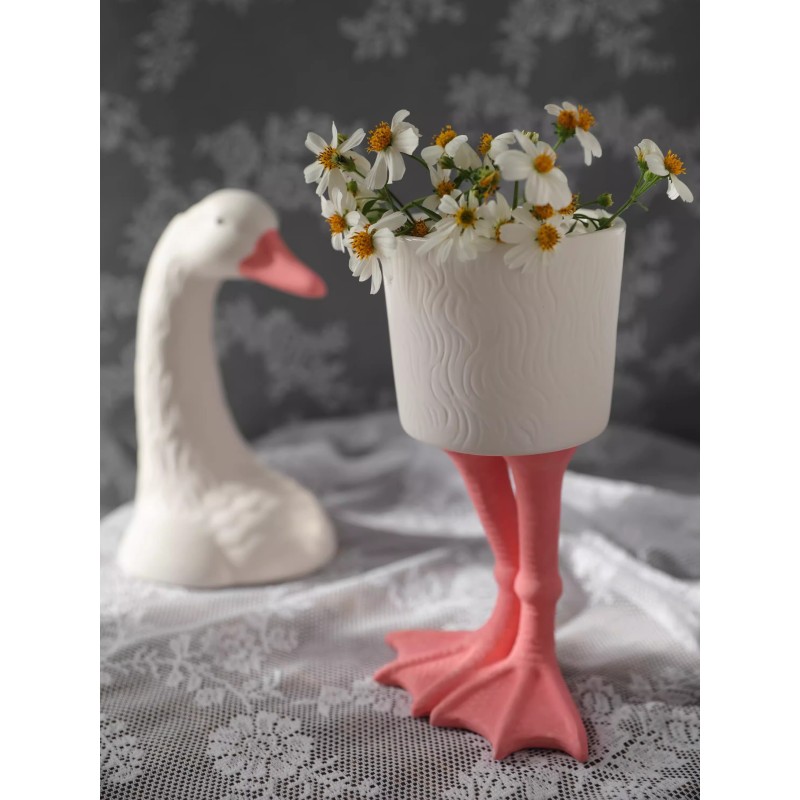 Swan Vase Manufacturer - Pink Beak Hand-painted Tall