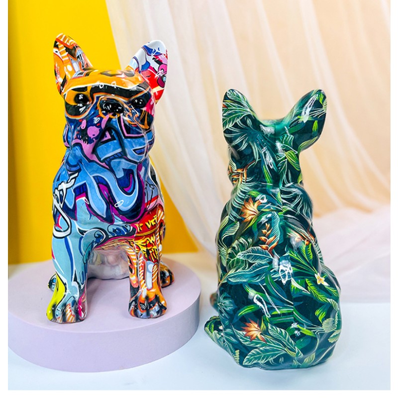 Resin Sculpture Factory - Graffiti Bulldog Office Decor