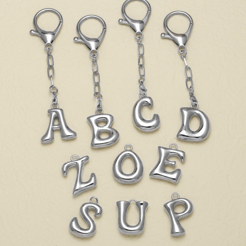 Initial Keychain Factory - A-Z Letter Bag Charm Pendant
