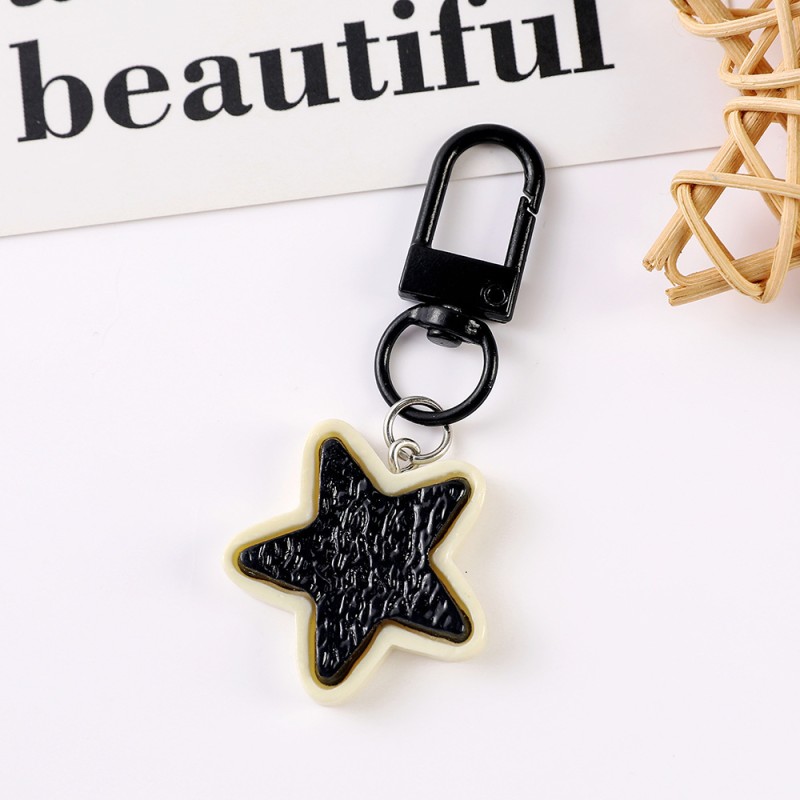 Y2K Keychain Factory - Black White Star Design Pendant