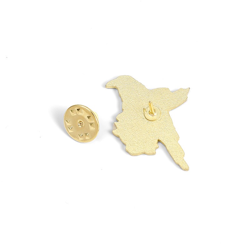 Goth Pin Factory - Crow Raven Moon Flowers Brooch