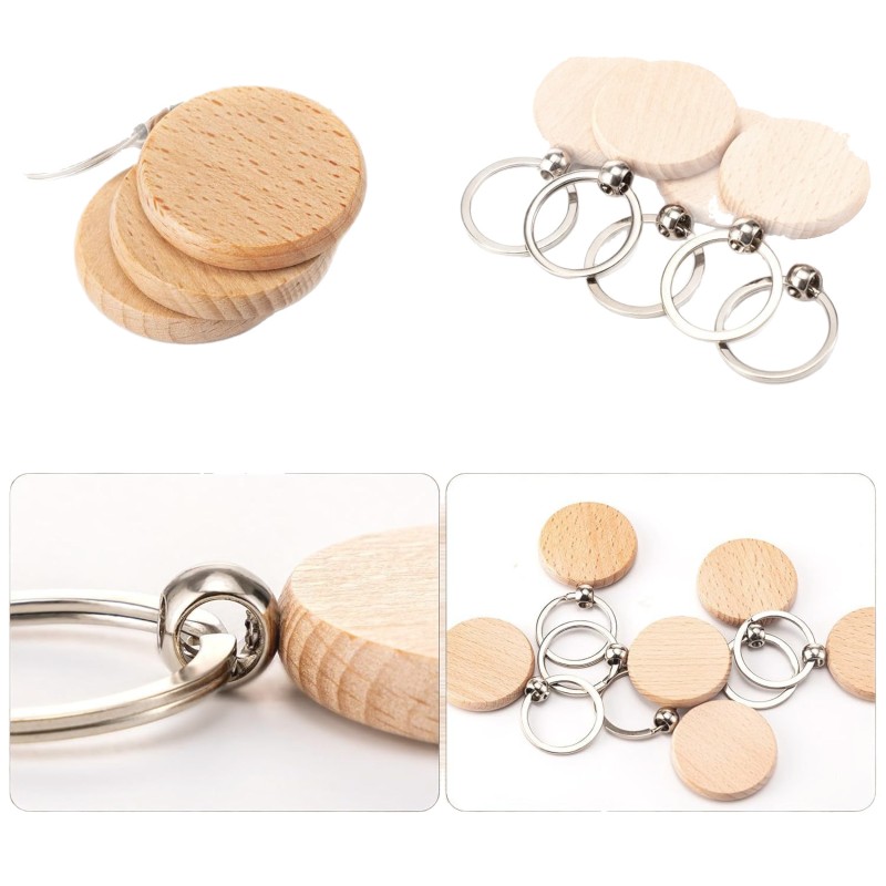 Wooden Keychain Factory - Round Laser Engraved Keyring