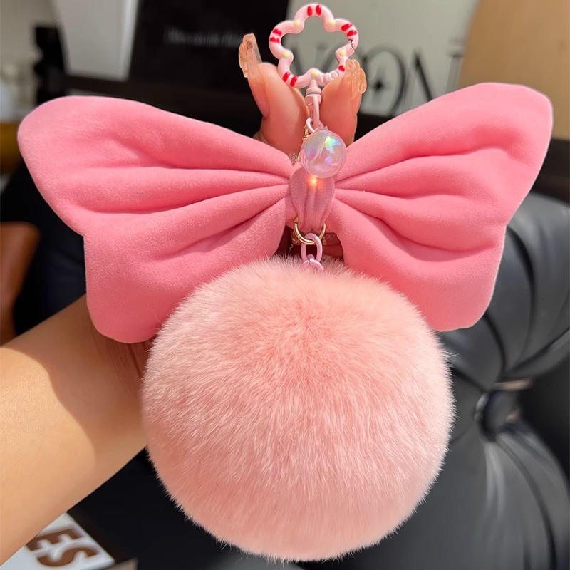 Bow Keychain Manufacturer - Faux Fur Pompom Bag Charm