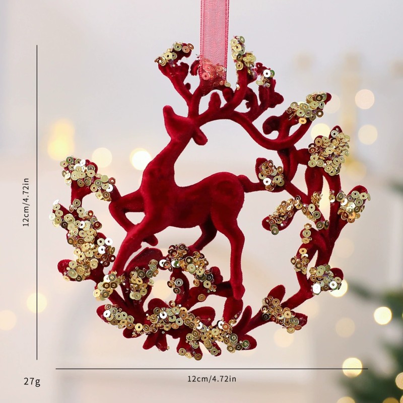 Christmas Decoration Manufacturer - Plush Flower Wreath Pendant