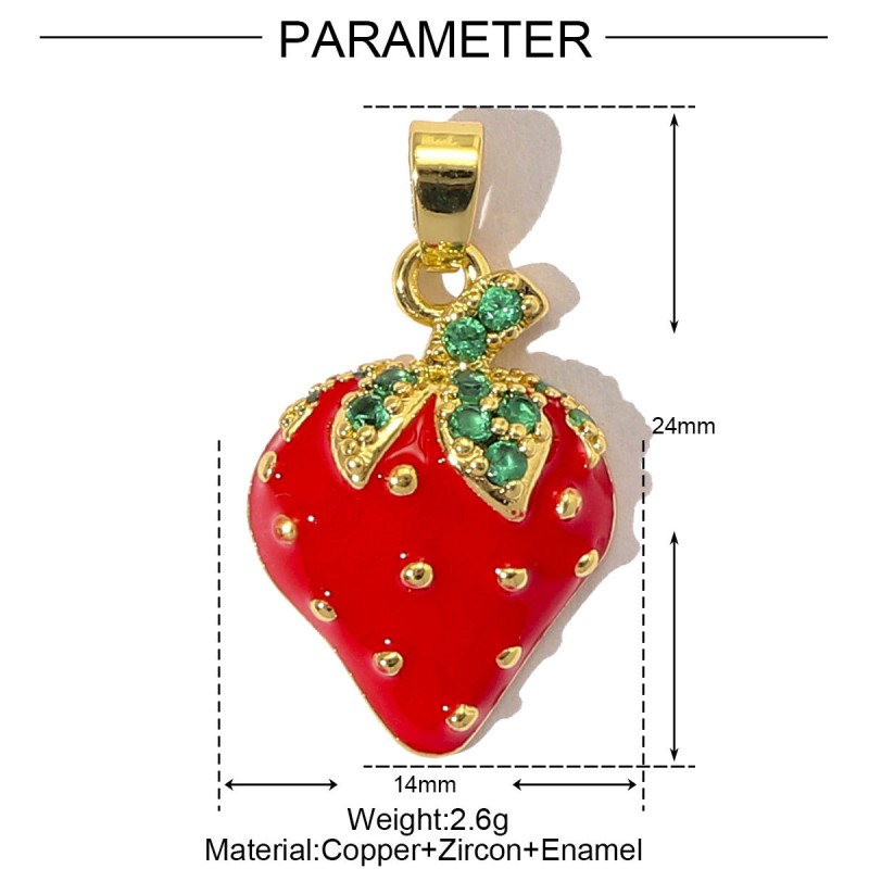 Gold Charm Factory - Diamond Strawberry Jewelry Pendant