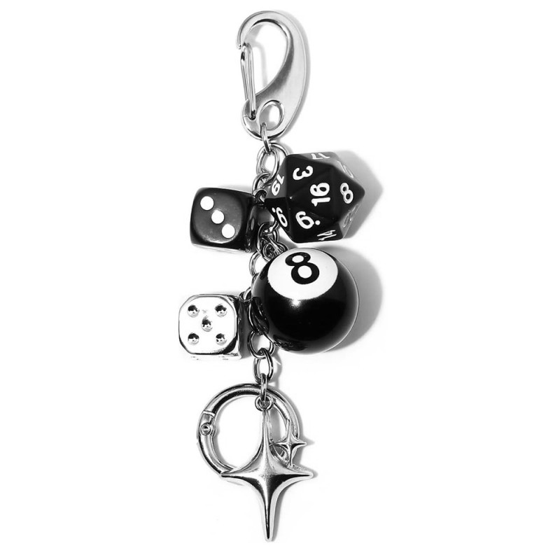 Punk Keychain Manufacturer - Black 8 Ball Dice Accessory