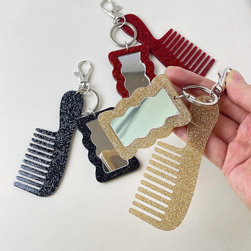 Comb Mirror Factory - Glitter Comb Keychain Makeup Tool