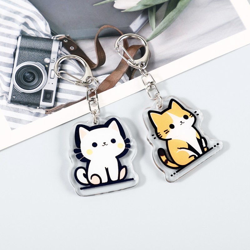 Acrylic Keychain Manufacturer - Cartoon Cat Couple Pendant