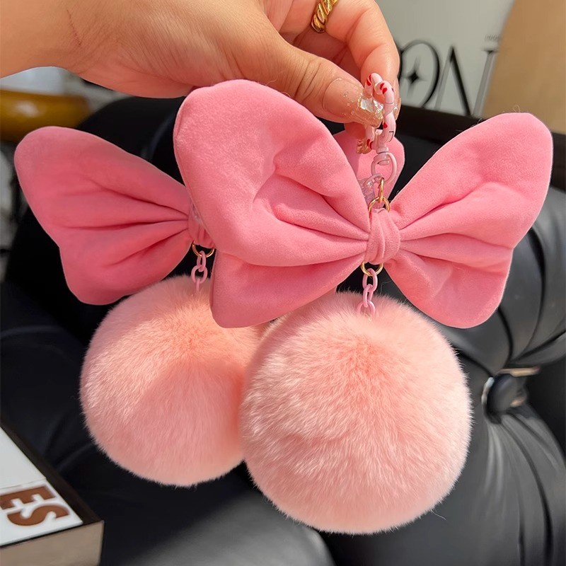 Bow Keychain Manufacturer - Faux Fur Pompom Bag Charm
