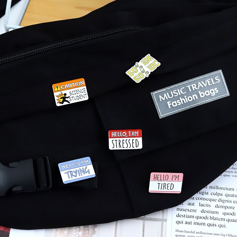 Geometric Brooch Manufacturer - English Sentence Badge