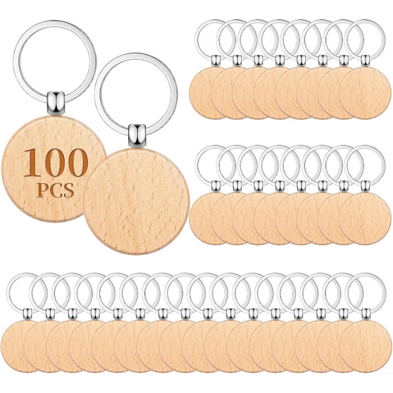 Wooden Keychain Factory - Round Laser Engraved Keyring