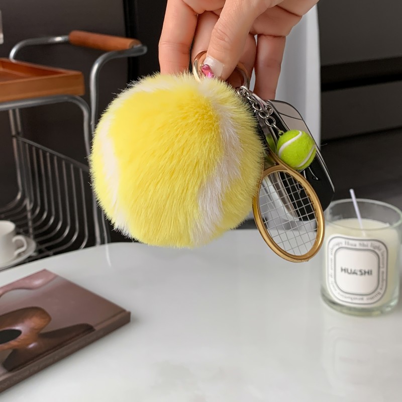 Tennis Keychain Factory - Fluffy Ball Sports Backpack Charm