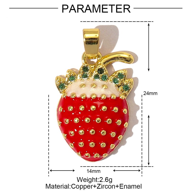 Gold Charm Factory - Diamond Strawberry Jewelry Pendant